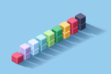 row of colourful cubes
