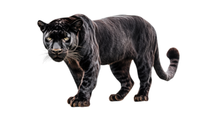 Black Panther Walking Forward isolated on a transparent background