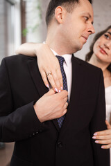 Portrait of a beautiful bride and groom at their wedding day.
