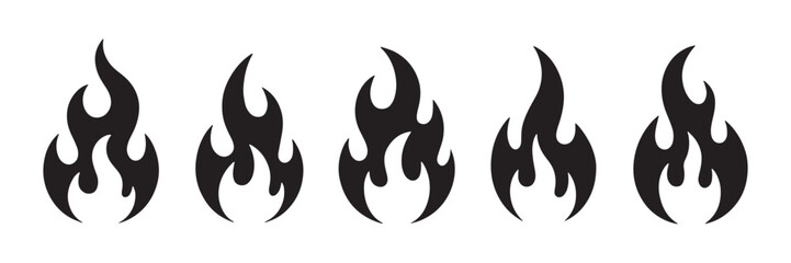Fire icon collection. Fire flame symbol. Bonfire silhouette logotype. fire icon vector