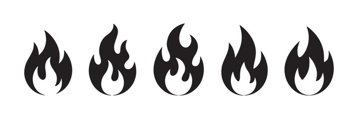 Fire icon collection. Fire flame symbol. Bonfire silhouette logotype. fire icon vector