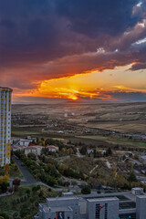 sunset over the city