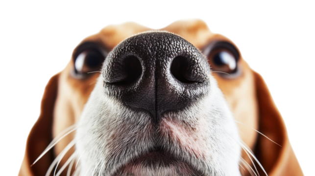 Close up of dog nose and eye isolated on a transparent background - Powered by Adobe