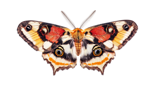 Colorful Moth with Eye Spots isolated on a transparent background