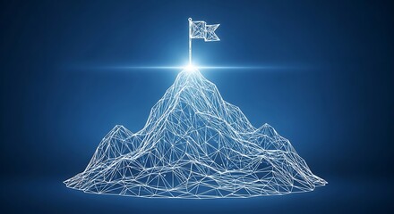 Digital Mountain Peak Achievement Symbolizing Success and Goals