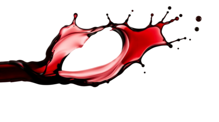 Red wine splash isolated on transparent background