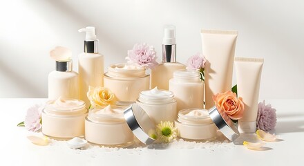 Gentle Skincare Products with Natural Floral Accents