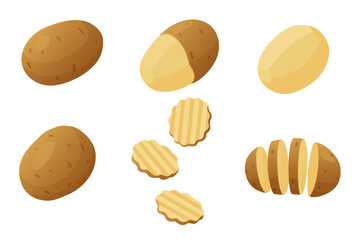 set of Potatoes vector illustration. isolated on white background. Vector eps 10. perfect for wallpaper or design elements	