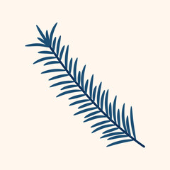 Branch of pine. Winter plant. Winter branches and leaves. Winter floral elements. Holiday decoration. Vector illustration