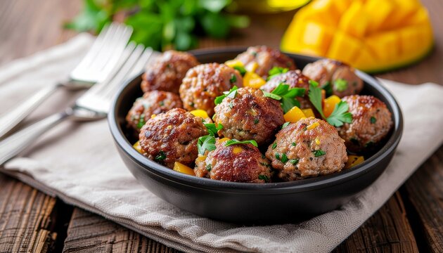 Klopsiki z salsą mango