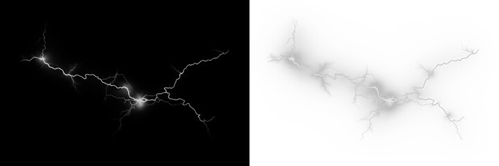 Lightning bolt PNG overlay illustration with transparent background, showcasing dynamic energy and striking visual impact for creative design projects and digital artwork enhancement