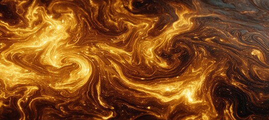 Vibrant Fiery Abstract Swirls of Hot Energizing Flow with Intense Patterns of Golden Heat and Light
