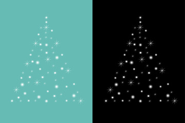 Glowing Christmas Tree Isolated. Glowing stars in the shape of a Christmas tree