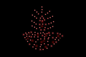 Glowing colourful stars in the shape of Diwali lamp Deepak Isolated. Glowing stars in the shape of a deepavali deep or diya