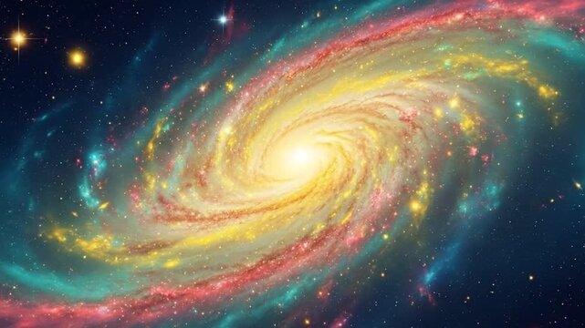 Colorful Galaxy Formation - A Cosmic Dance of Light and Matter.