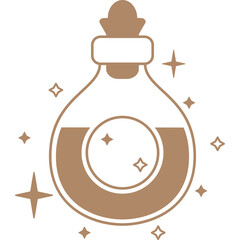 Magical Potion Bottle With Sparkles And Stars On A Transparent Background