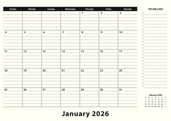 January 2026 Monthly Business Desk Pad Calendar.