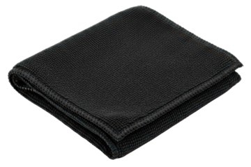 Folded black microfiber cloth for cleaning and polishing glass isolated on transparent background