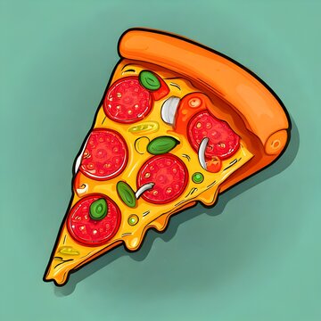 Delicious Pepperoni Pizza Slice Illustration with Vibrant Colors and Toppings.