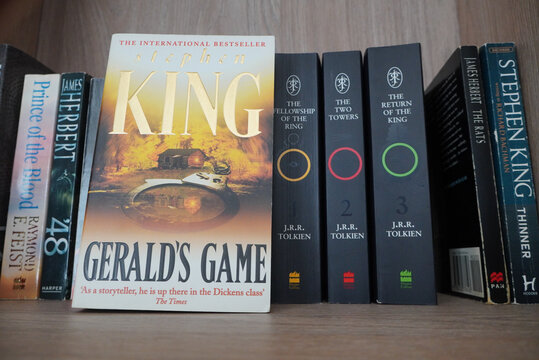 Bookshelf featuring Stephen King and J.R.R. Tolkien novels