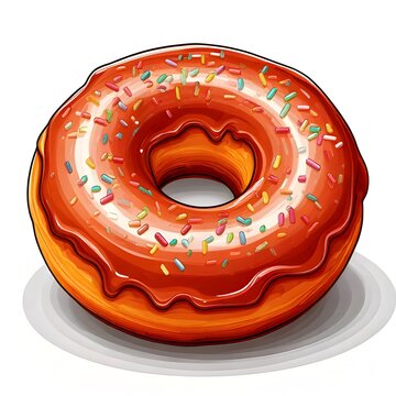 Delicious donut with colorful sprinkles and sweet glaze illustration.