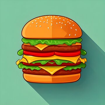 Delicious Double Cheeseburger with Fresh Ingredients Illustration.