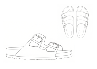 sketch of a sandal with buckles 