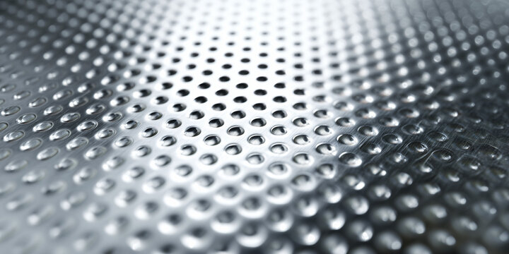 A detailed close-up of a perforated metal surface showcasing its unique texture and pattern