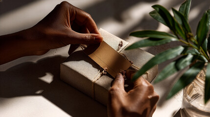 Product Packaging Campaign – Kraft Box Hands – Authentic Brand Tagging