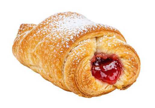 Delicious croissant with jam filling and powdered sugar a sweet pastry baked treat dessert food item - Powered by Adobe