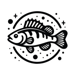 Jumping Perch Fish Monochrome Concept – Vintage Fishing Logo Vector Illustration