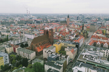 Fototapeta premium Top view of Wroclaw urban architecture
