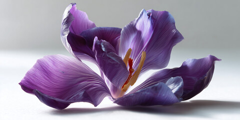 A beautiful purple tulip flower in full bloom, showcasing intricate details and delicate petals