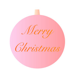 Merry Christmas ball with text, banner design on white background, vector illustration