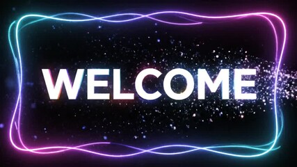 Colorful neon light trails forming abstract shapes on black background - Powered by Adobe