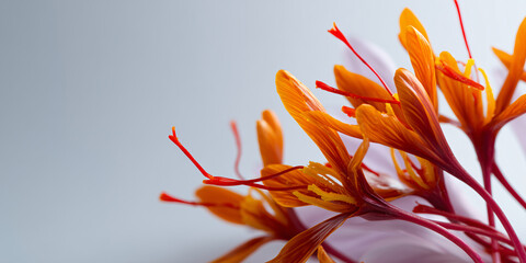 Close-up of vibrant saffron stigmas and delicate flower