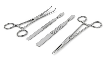 Medical instruments surgical tools isolated on white