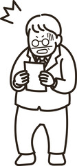 健康診断の結果にショックを受ける50代男性のイラスト
