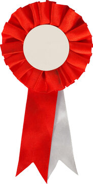 Red cockade with blank space inside isolated on white