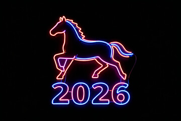 Neon Horse 2026 Sign Art Concept