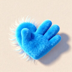 Blue Furry Hand Heart Art Concept