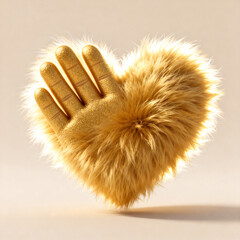 Golden Furry Hand Heart Art Concept