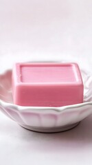 Pink Soap Bar on a Scalloped Soap Dish Cleanliness, Hygiene, and Gentle Cleansing Aesthetics