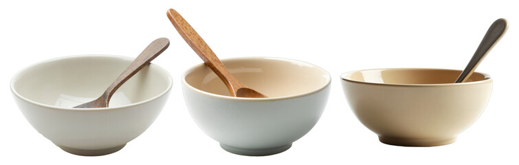 Ceramic Mixing Bowls – Minimalist Kitchen Utensils with Wooden and Metal Spoons for Culinary Blogs and Cooking Websites