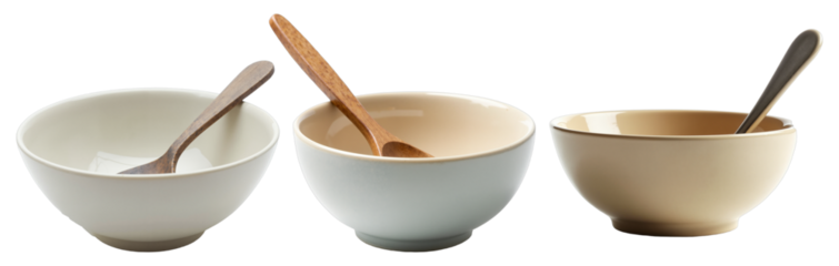 Ceramic Mixing Bowls – Minimalist Kitchen Utensils with Wooden and Metal Spoons for Culinary Blogs and Cooking Websites