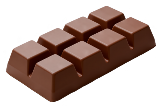 Chocolate Bar Segments – Glossy Milk Chocolate Piece for Culinary Blogs, Food Packaging, and Gourmet Design Presentations