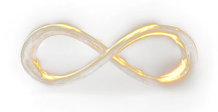 Futuristic digital golden infinity symbol surrounded by glowing particles of light and imagination.
 - Powered by Adobe