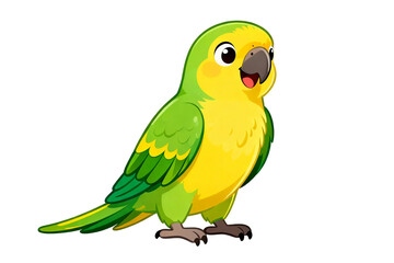 Obraz premium Colorful and cute parrot with vibrant green and yellow feathers