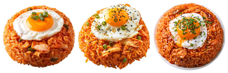 Korean Instant Ramen Bowl – Fried Egg and Green Onion Garnish on Transparent Background for Food Blogs and Recipe Presentations