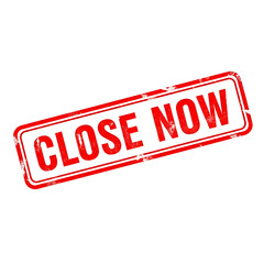 Red distressed stamp with the words close now isolated on transparent background